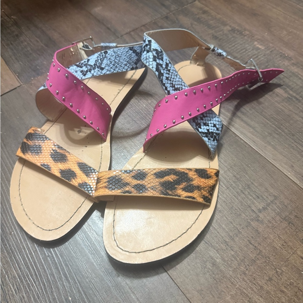 Stylish Pink, Blue, and Brown Women's Sandals